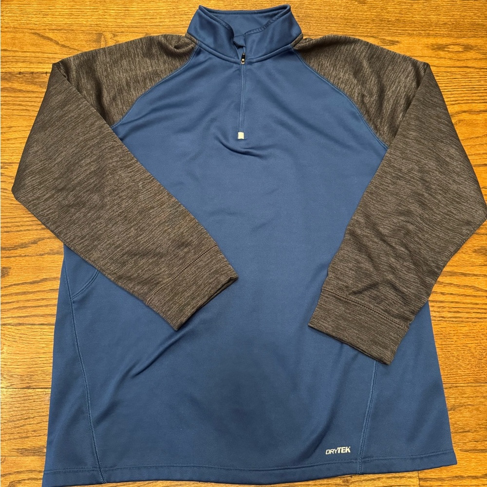 Tek Gear Blue and Gray Quarter-Zip Pullover, Men’s Medium